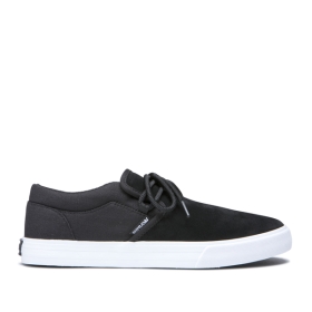 Supra Mens CUBA Black/White Low Top Shoes | CA-54115